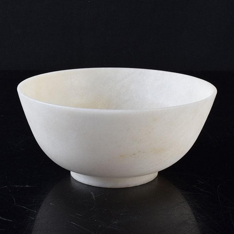 中国　玉石白玉彫刻　茶碗　C　R8268