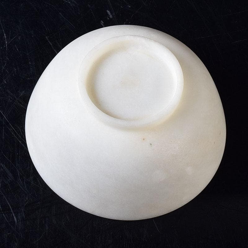 中国　玉石白玉彫刻　茶碗　C　R8268