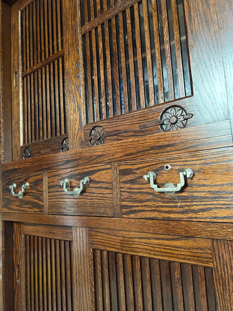 和風木製タンス 3段引き出し付き　茶箪笥　鍵付き