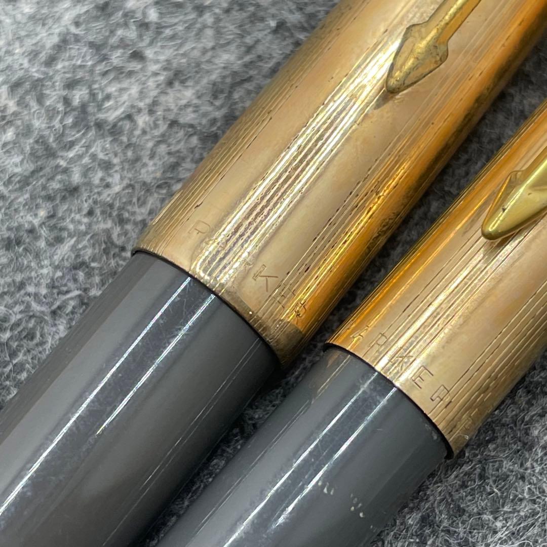 PE963□2本セット パーカー61 万年筆 ボールペン 金張りキャップ レア