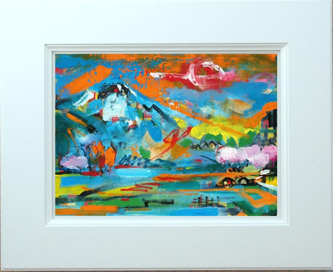 油絵 菅家令子 絵 絵画 インテリア uF6-063203 田園風景 朝陽 夕陽