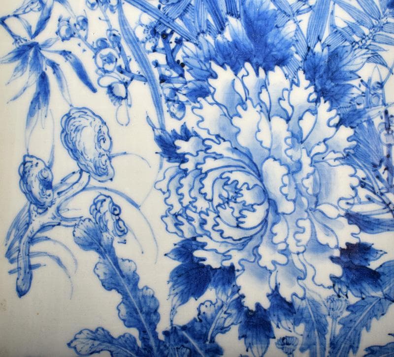 ドラ公式アカウント　中国　青花四君子草花文　長角皿　C　R3355