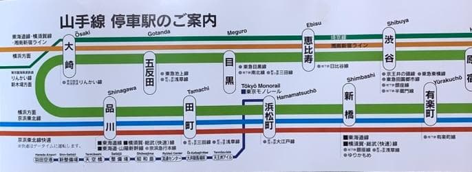 2004年4月・山手線ドア上路線図　美品