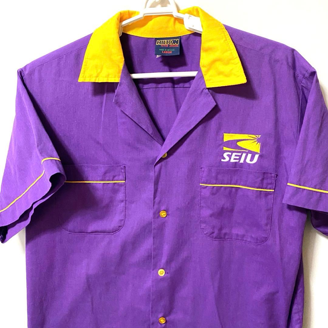 HILTON ヴィンテージ L 紫 ボーリング 半袖 シャツ