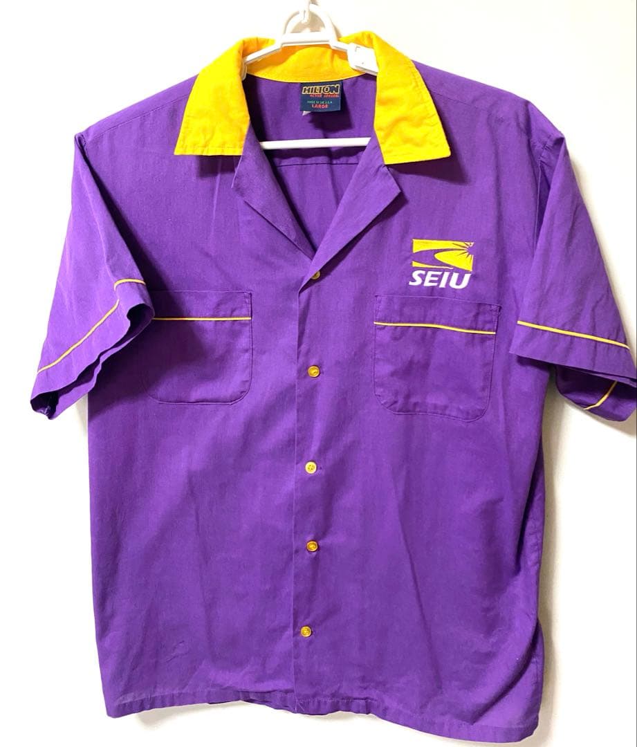 HILTON ヴィンテージ L 紫 ボーリング 半袖 シャツ