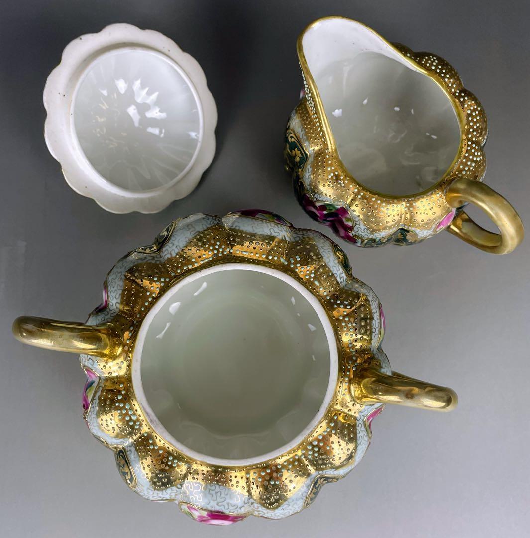 【専用】オールドノリタケ 薔薇紋 ビード盛り シュガーボウル クリーマー