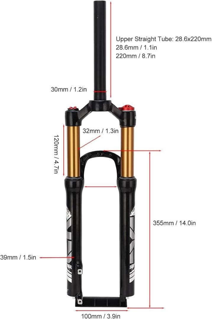 120mm ストロークマウンテン バイクフロント フォーク 26インチ 自転車