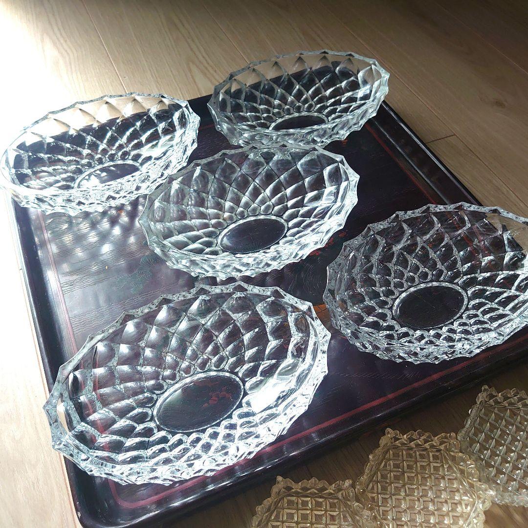 は*る様 ギヤマン　極厚ガラス 向付 5枚 猪口5枚