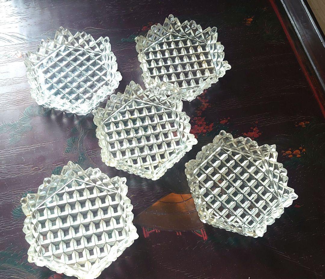 は*る様 ギヤマン　極厚ガラス 向付 5枚 猪口5枚