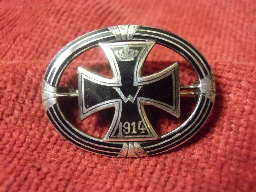 W帝政ドイツ軍/プロイセン王国＊８００銀製＊１９１４鉄十字勲章ブローチ（実物）