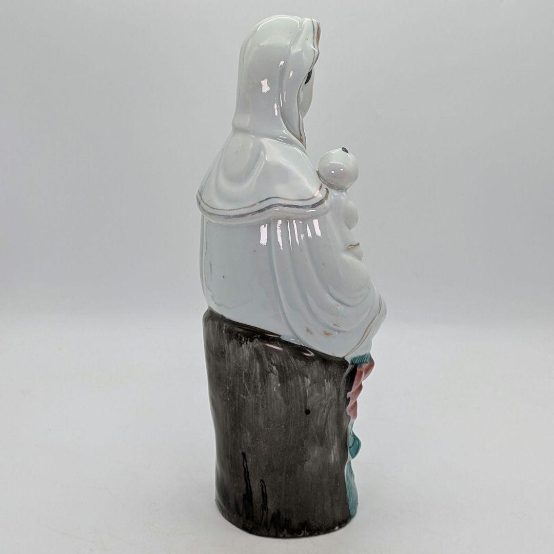 中国九江人形 子安観音菩薩像 観世音菩薩 龍上観音 仏教 仏像 景徳鎮