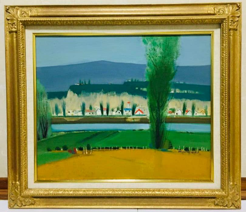 河畔の夏　 油絵　F8(455×380mm)