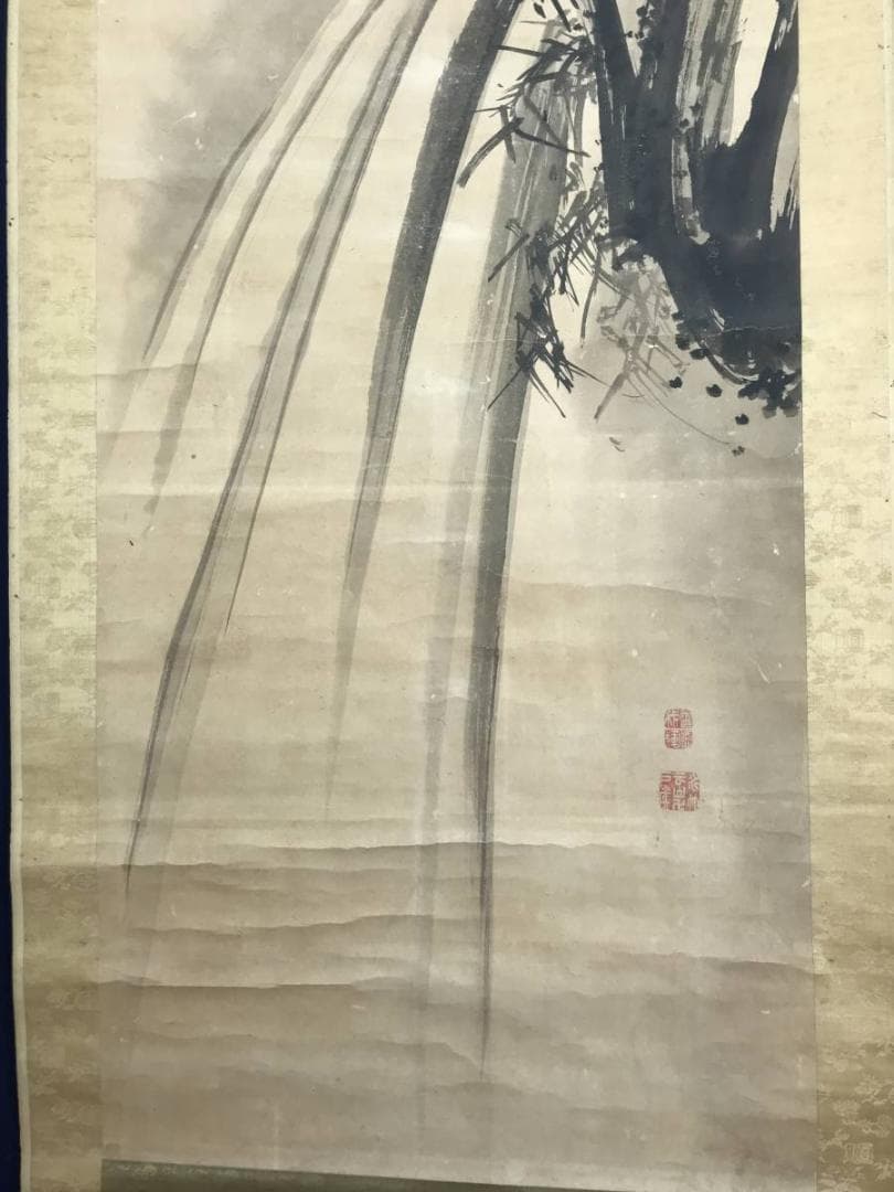 【真作】曽我徳輝/滝図/山水図/掛軸/名家伝来/AB-887