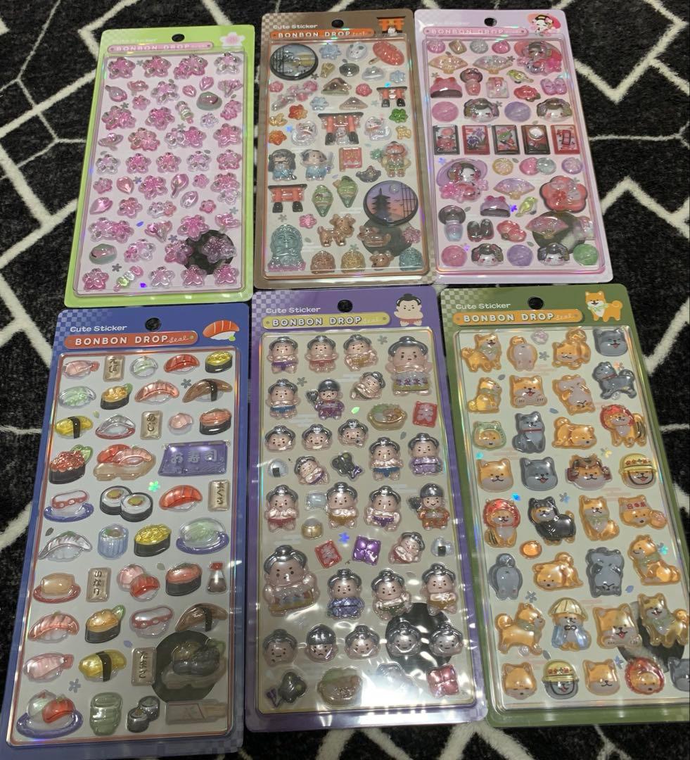 ボンボンドロップシール 和柄 6枚 新品未開封