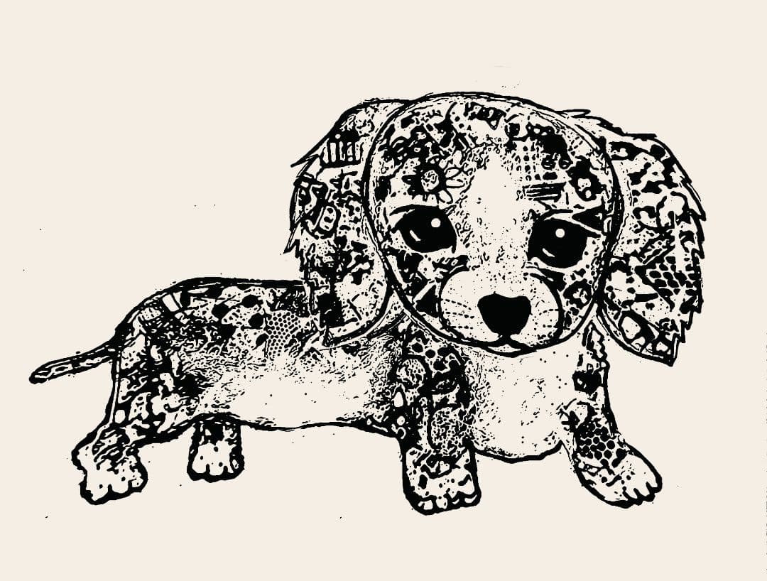 ご依頼参考作品の下図　ダックスフント