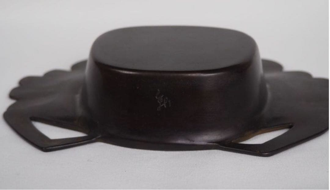 送料無料　作家物　蟹形古銅灰皿　未使用検/銀瓶鉄瓶茶托茶壺古錫玉川堂高岡佐渡銅器