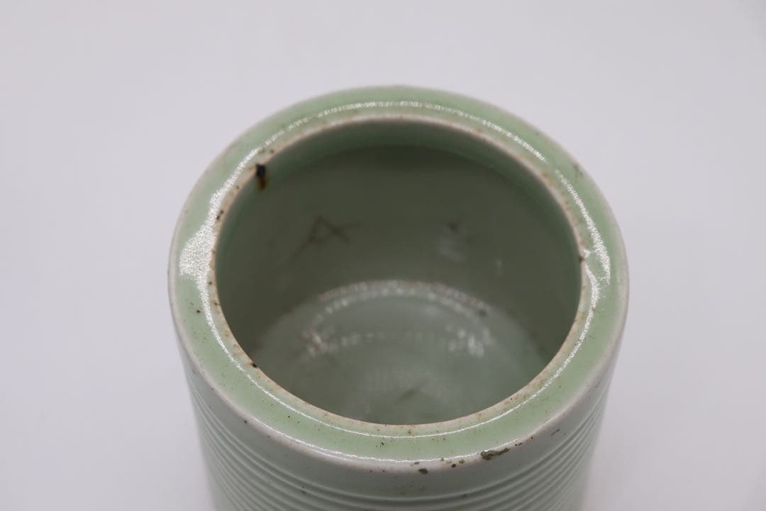 青磁　筆筒　送料込み0119