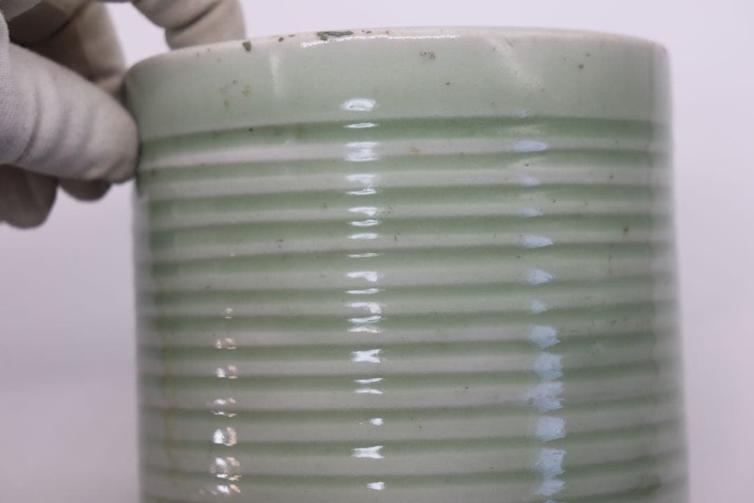 青磁　筆筒　送料込み0119