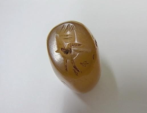 ★B1205★古代石 (260) 美品　西アジア　印章石　茶瑪瑙　羽虫　スタンプ