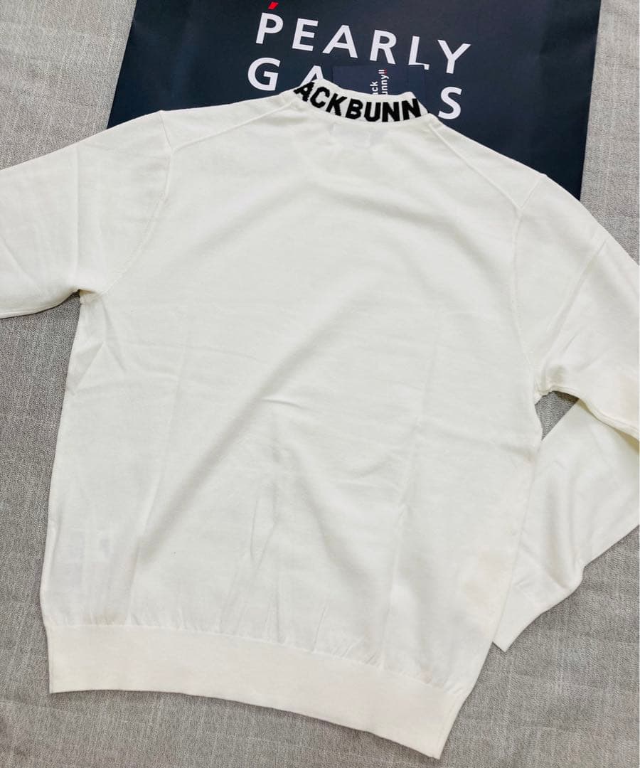 新品 パーリーゲイツ ジャックバニー ロゴハイネックニット(6)サイズLL/白