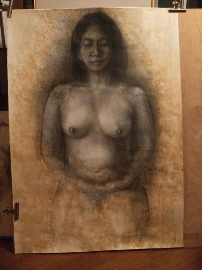 鉛筆画　縄文イブ　裸婦素描