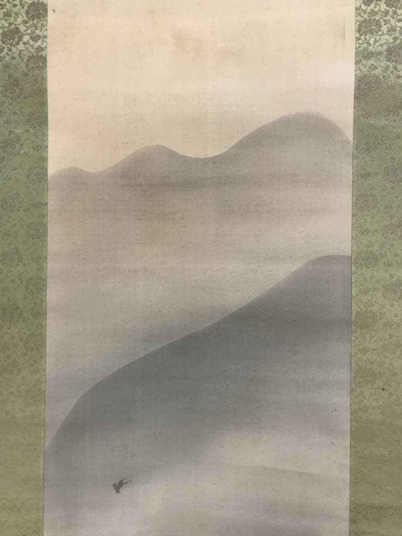 真作/四田観水/田家の早梅/梅花山水図/春の花/掛軸/名家伝来AE-372