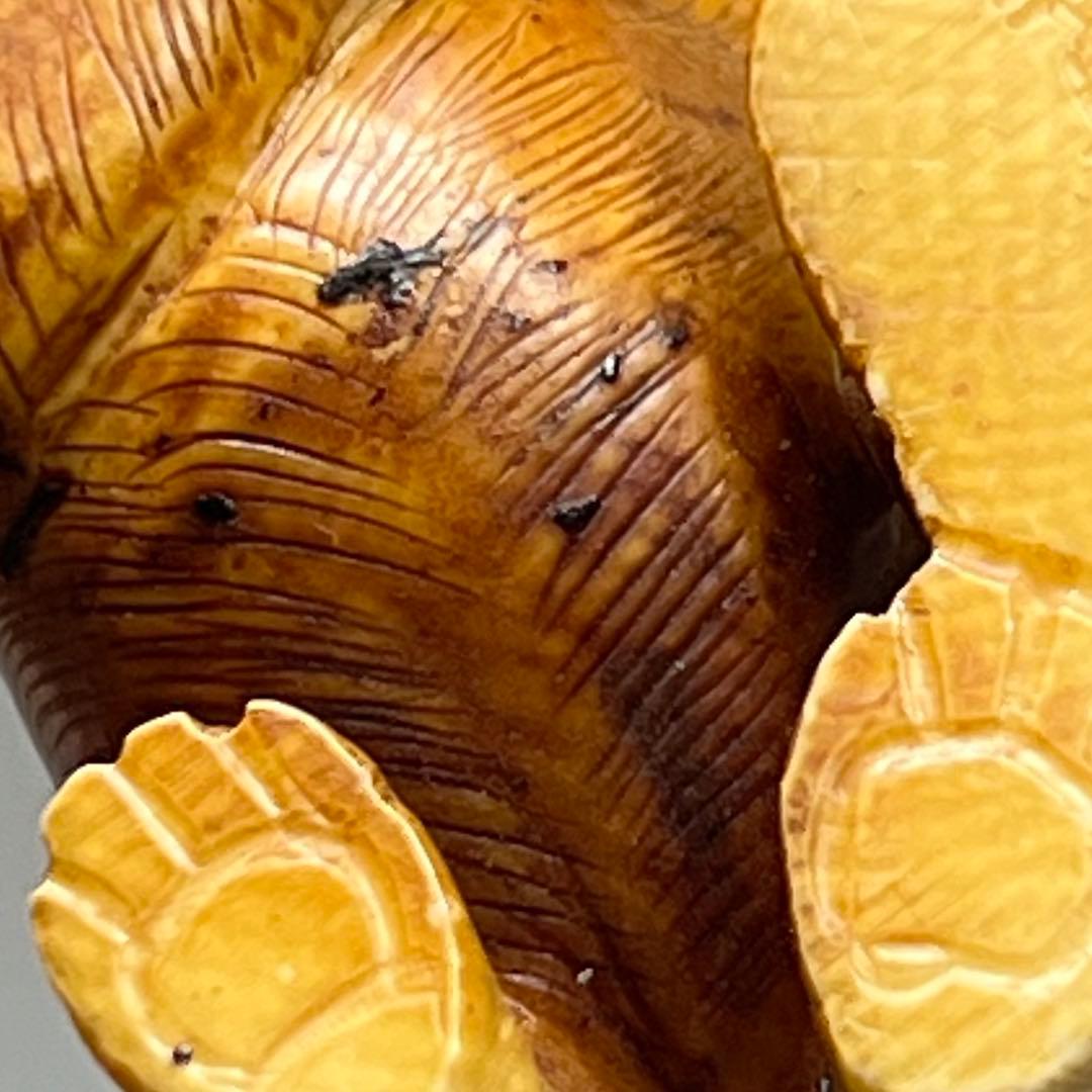 極上 犬とカエル 根付 寛公銘 29g 東キ8-0204☆2F タルサ