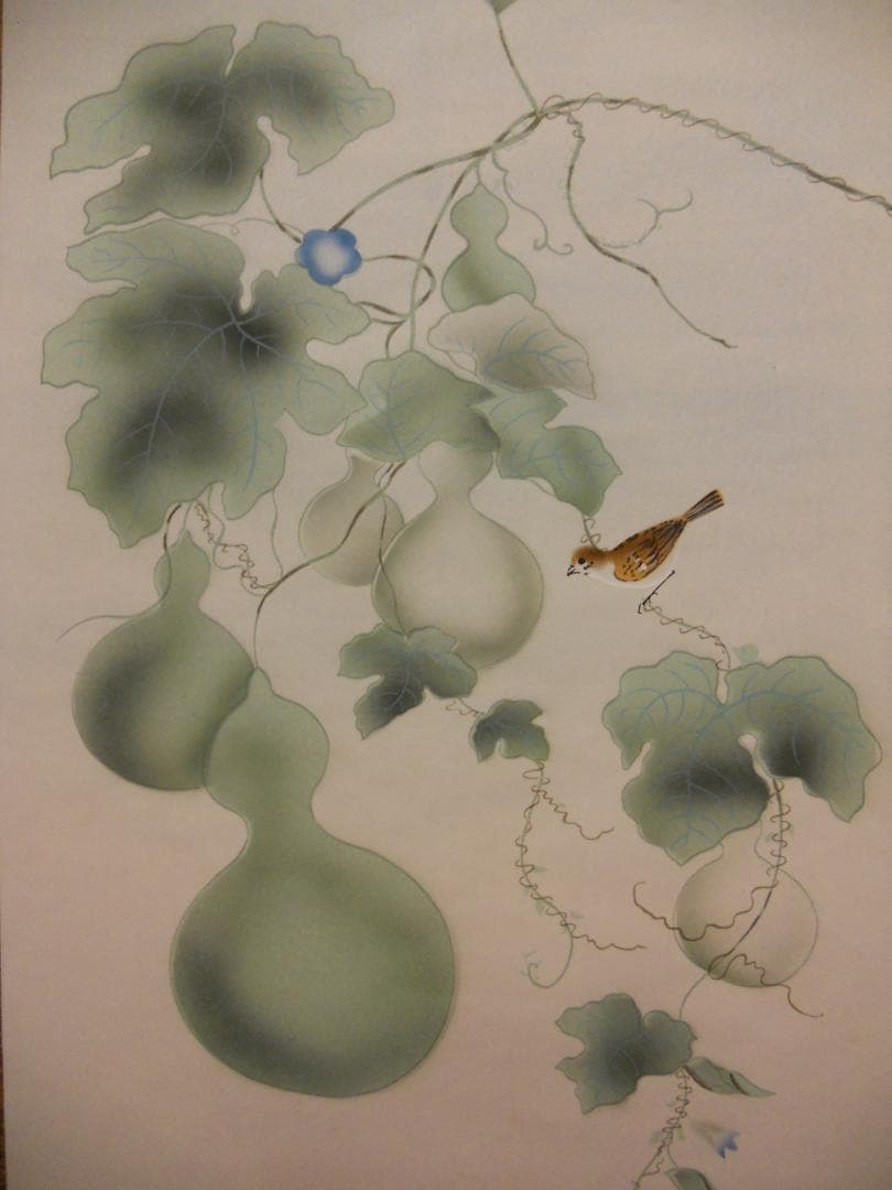 掛け軸 芸堂 瓢箪之図 開運六瓢 病魔退散 絹本 希少 軸装 茶道具 掛軸 美品