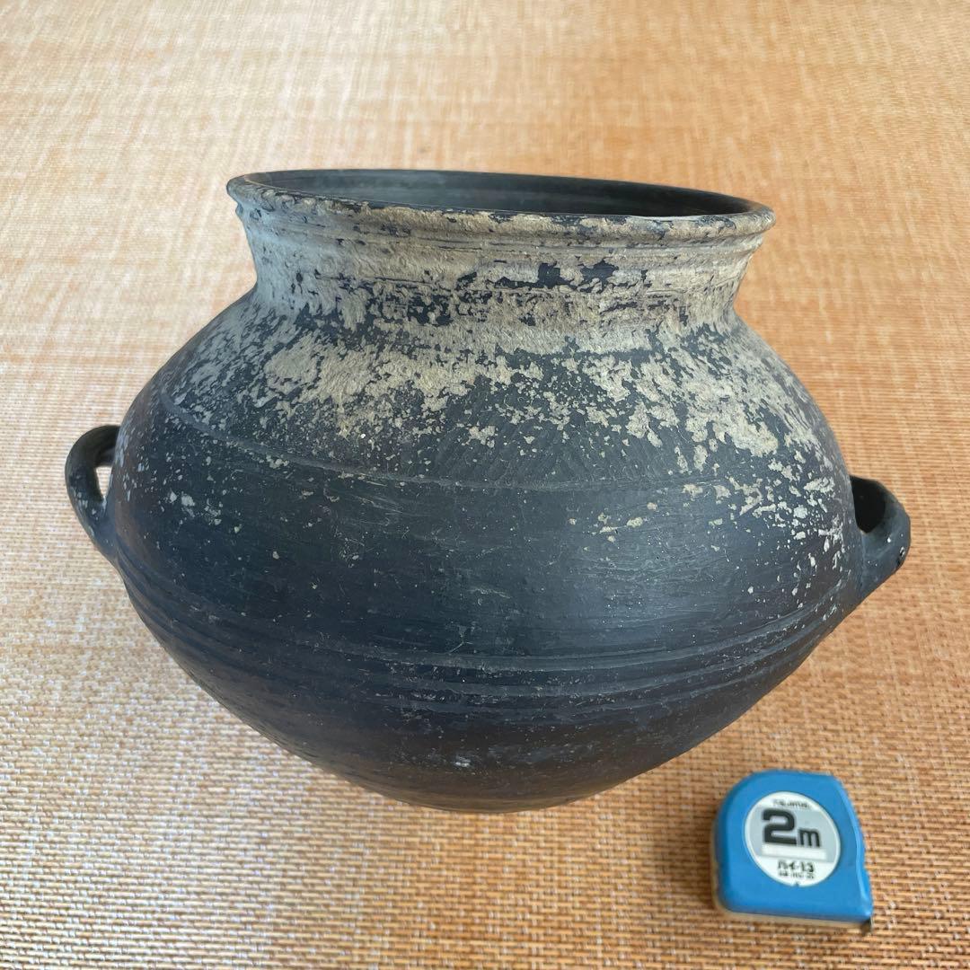 中国古美術　黒陶　壺　竜山文化　Chiping Black Pottery
