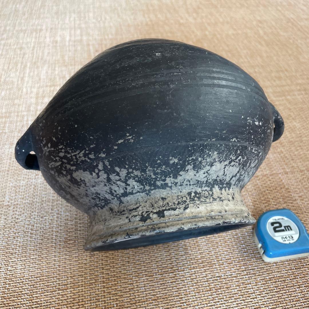 中国古美術　黒陶　壺　竜山文化　Chiping Black Pottery