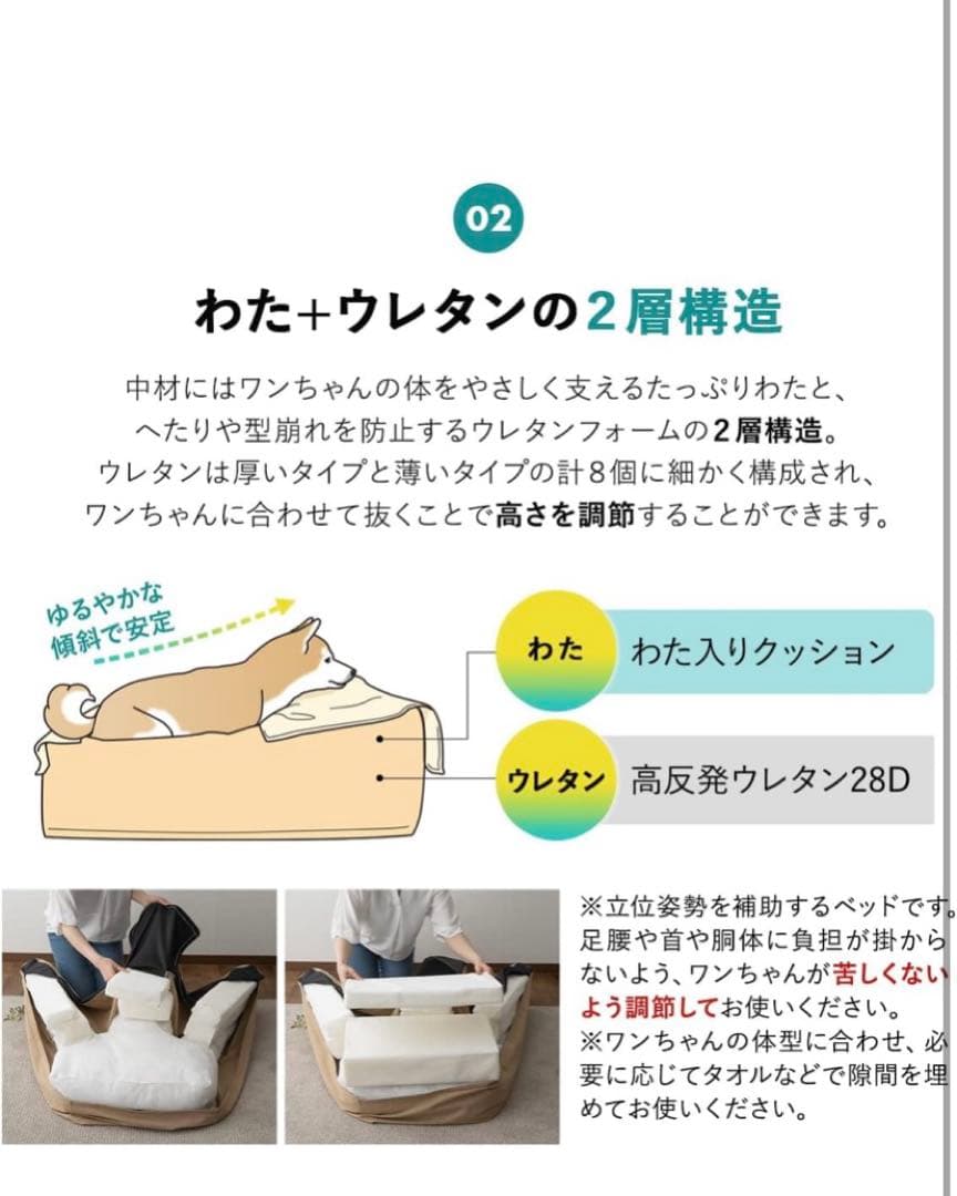 【新品未使用品】エムール　介護用ベッド　犬用　Mサイズ　防水カバー付き　ベージュ