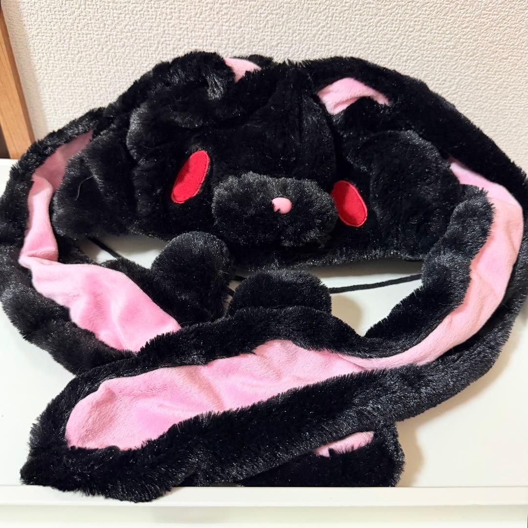 チャックスGP　汎用うさぎ　まるかぶりキャップ　ブラック