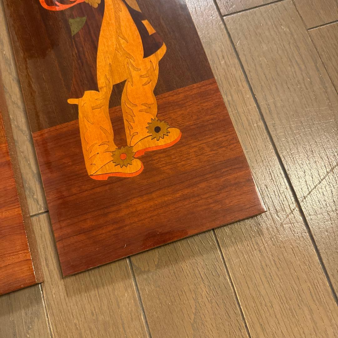 ピエロ★壁飾り★絵画★象嵌細工★寄木★無垢★マホガ二★イタリア製