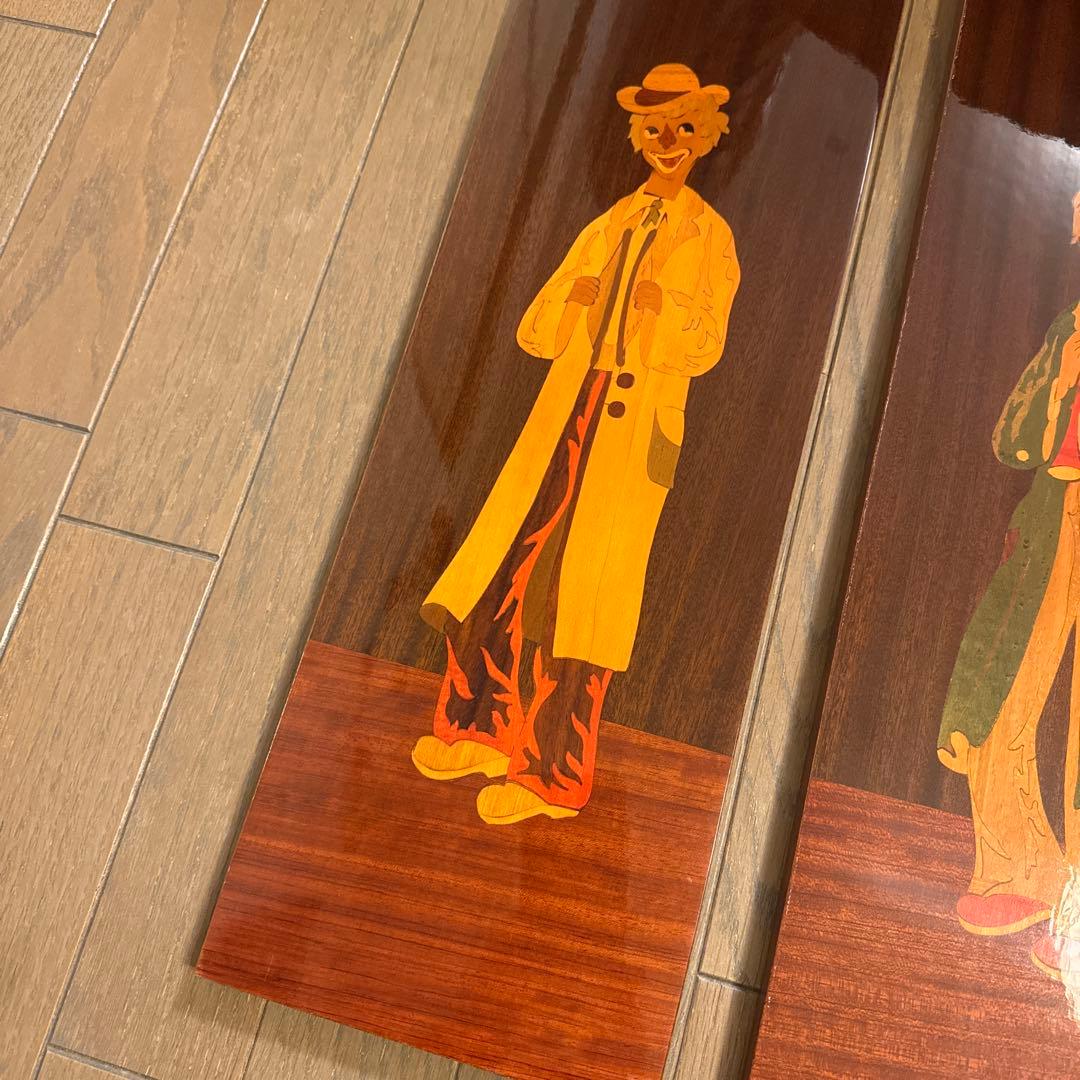 ピエロ★壁飾り★絵画★象嵌細工★寄木★無垢★マホガ二★イタリア製