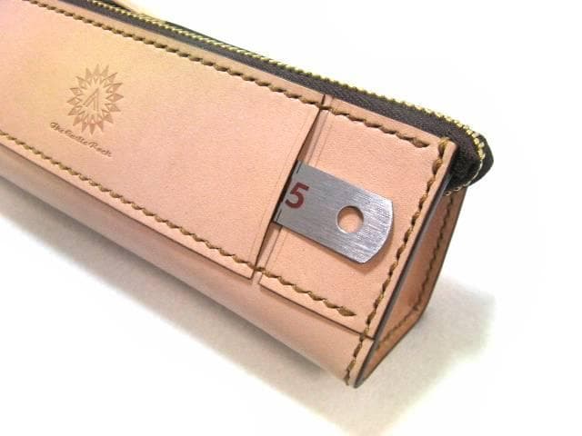 栃木レザー 本革 ペンケース 大容量 定規入る 生成り ヌメ革 名入れ刻印