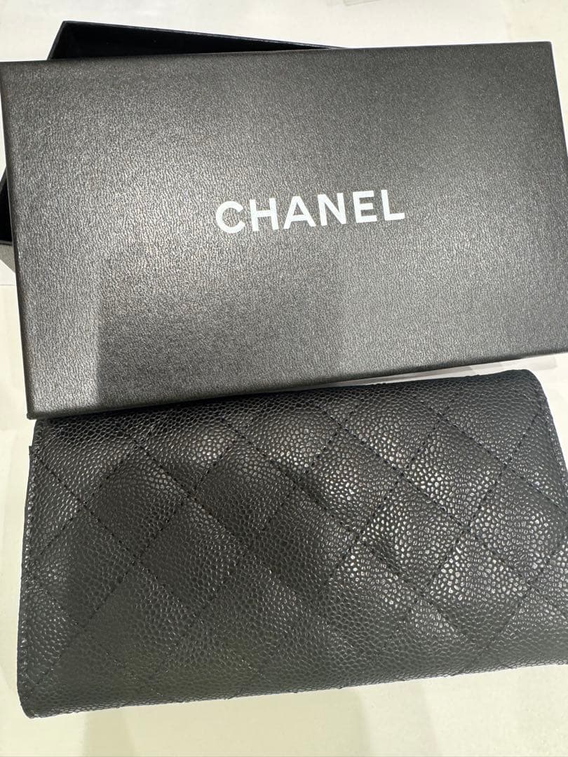 CHANELブラックレザー長財布 キルティングノベルティ商品非売品