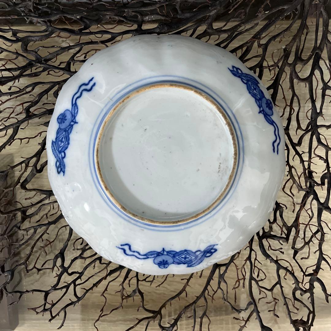 骨董　古伊万里　図変わり印判　ダッタン人　韃靼人　花唐草　７寸皿　１客限り