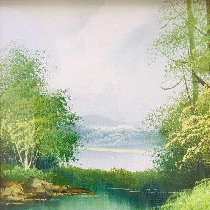 絵画 風景画 油彩 森林 湖畔 Ｆ６号