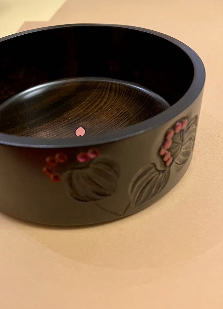 川添日記　重箱　草木彫　漆器