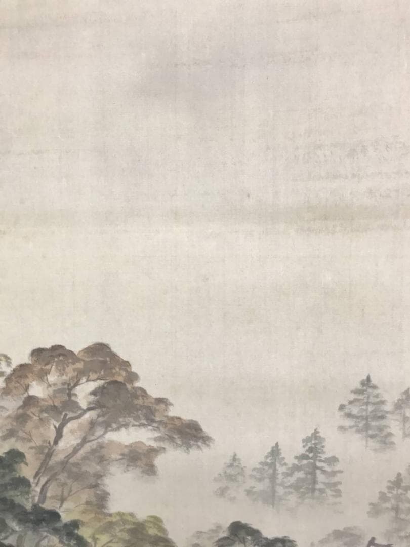 真作/亀山秀景/渓谷秋隠/秋景山水図/山水図/紅葉図/掛軸/名家伝来/AE-26