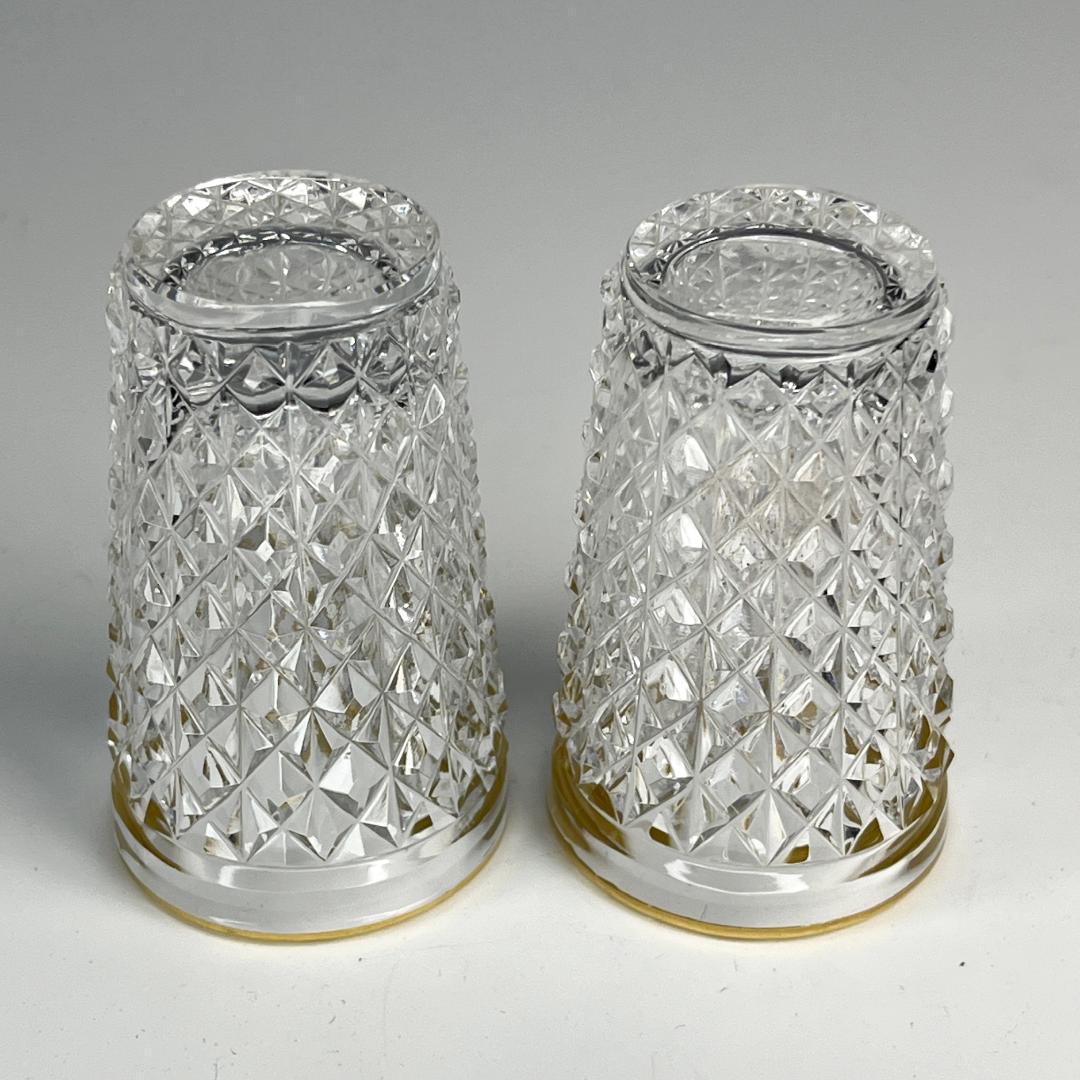 オールドバカラ 希少な筒型切子盃 ペア 口縁金彩 明治期 春海商店