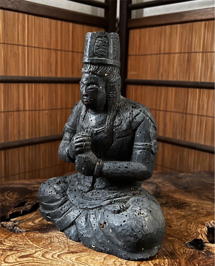 仏教美術 在銘 木製 一刀彫り 時代 大日如来像 仏像