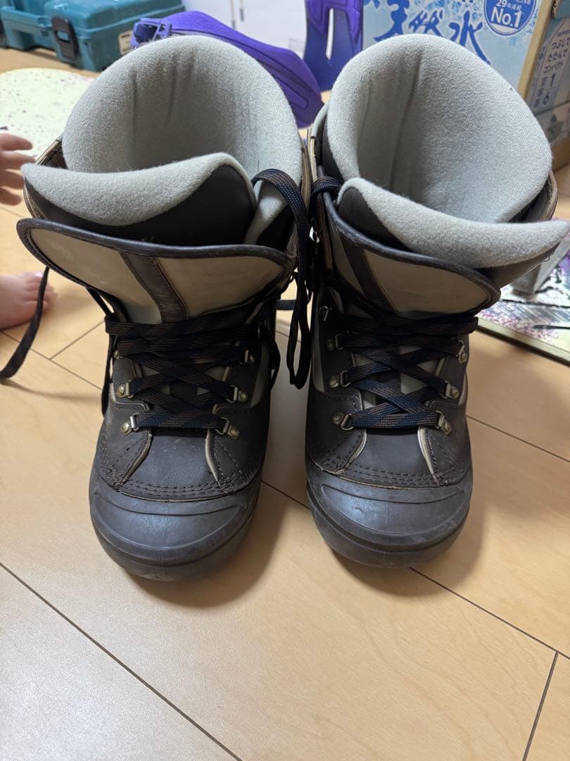 スノーボードビンディング ブーツ付き紫/白