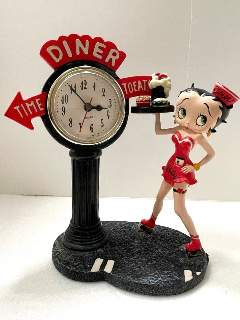 希少‼️レトロ　ベティ•ブープ　ハンバーガー定員　時計付き置物　2003年製