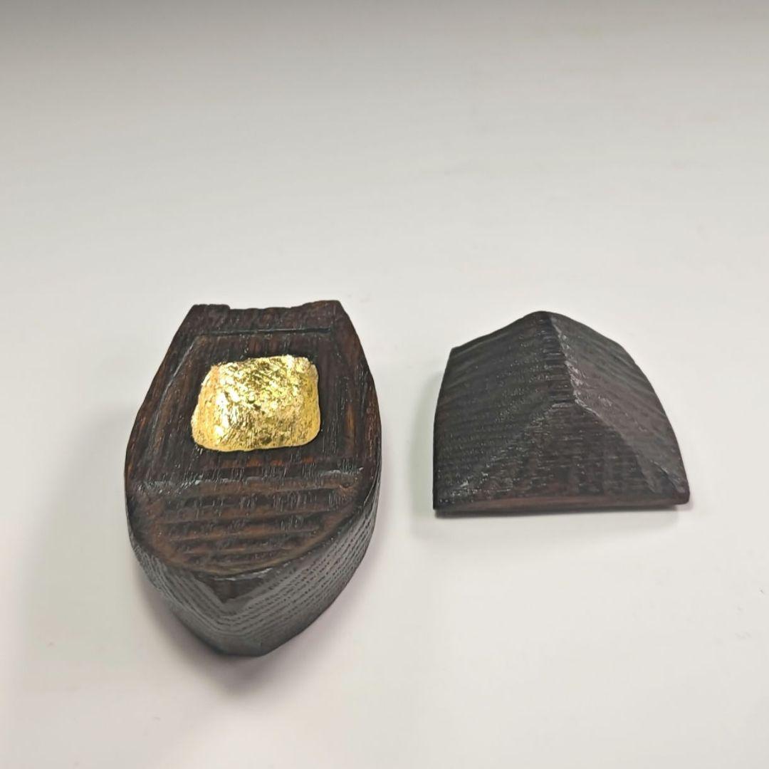 ウ306 香合『隆弘峯作』『屋形舟　香合　木彫　共箱』茶道具