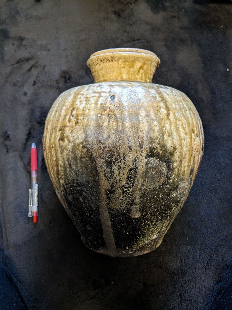 【伊賀】古伊賀壷、緑釉