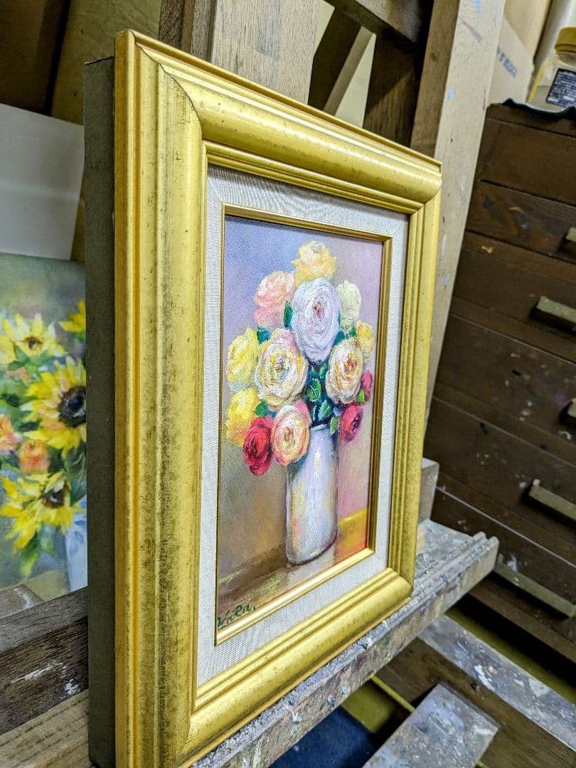 画家haru☆油彩画☆薔薇☆サ厶ホ―ル☆真作、原画、一点物。