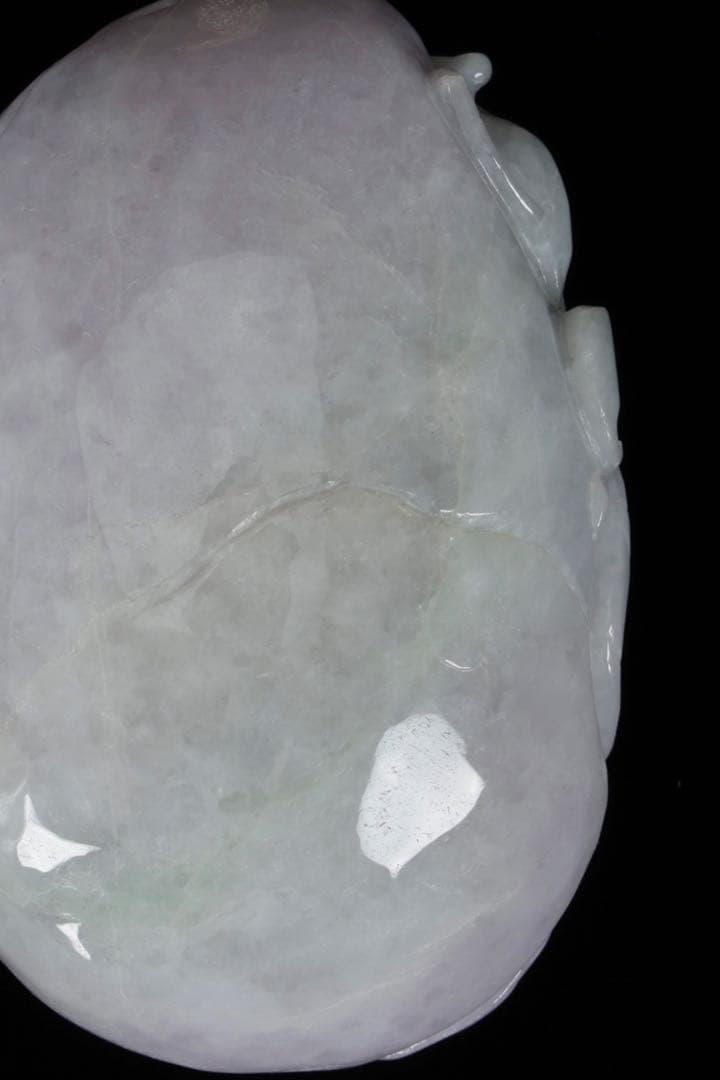 【中国美術】 ラベンダー翡翠 紫翡翠手彫 細密彫刻 龍紋 握り石 根付 紐付