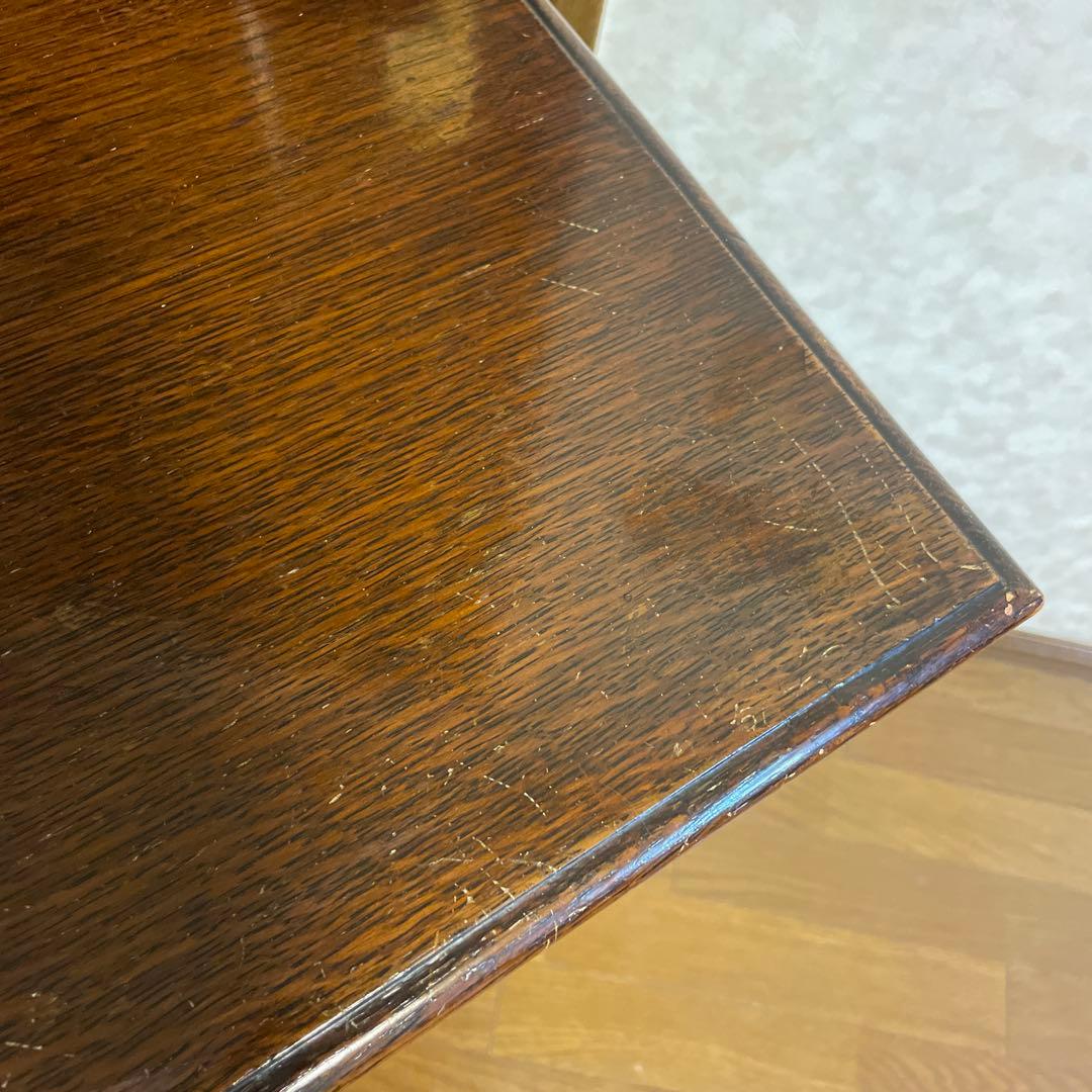 イギリスアンティーク　ミラー付きチェスト　オーク　柱ツイスト　3段引き出し