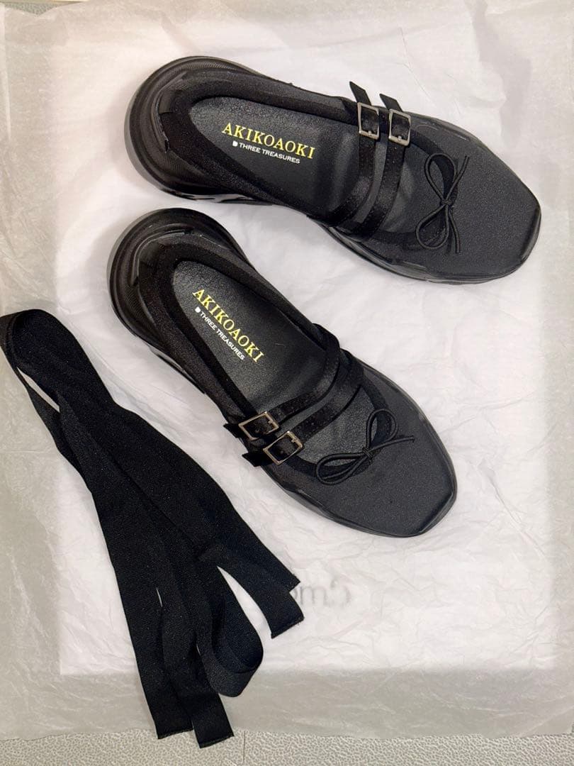 AKIKO AOKI Giselle-faux leather BK×BK 36